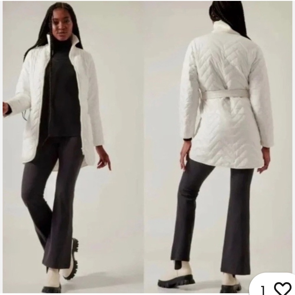 Athleta White Quilted Puffer Jacket